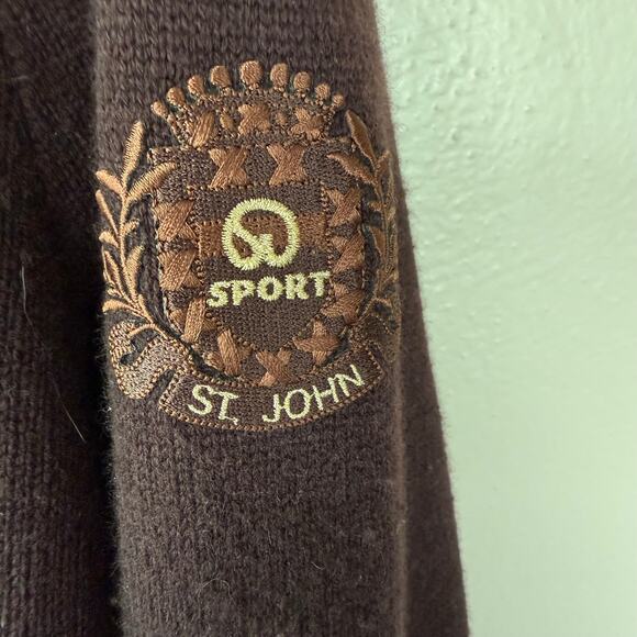 St. John Sport Brown Cashmere Gold tone buttondown sweater size 2X - Picture 5 of 13